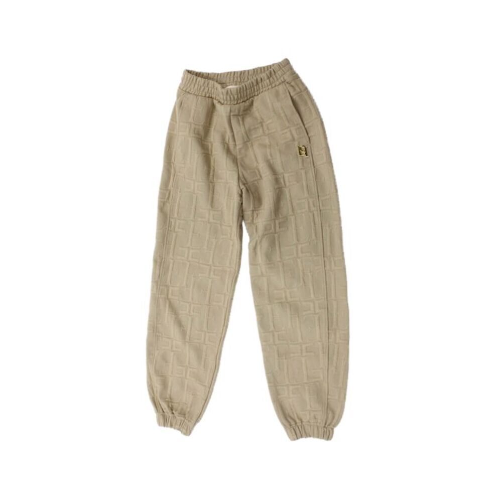 Elisabetta Franchi Girls Elastic Waistband Knit Logo Jogger Pants Brown Size 12